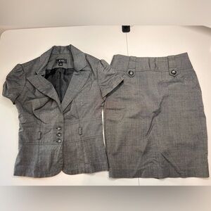 Bwear Fitted Gray Women's Pencil Skirt & Blazer Suit